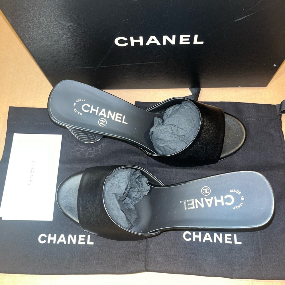 Authentic Chanel Mules Lambskin Black size 36 - Picture 5 of 15